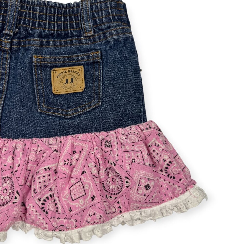 Kiddie Korral Girl's Western Style 100% Cotton Denim Skirt Pink Size 6